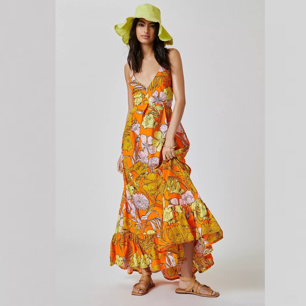 Anthropologie Plenty V-Neck Exploded Floral Maxi Dress